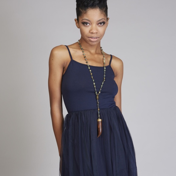 Mysteree Navy Tulle Mini - Picture 4 of 5